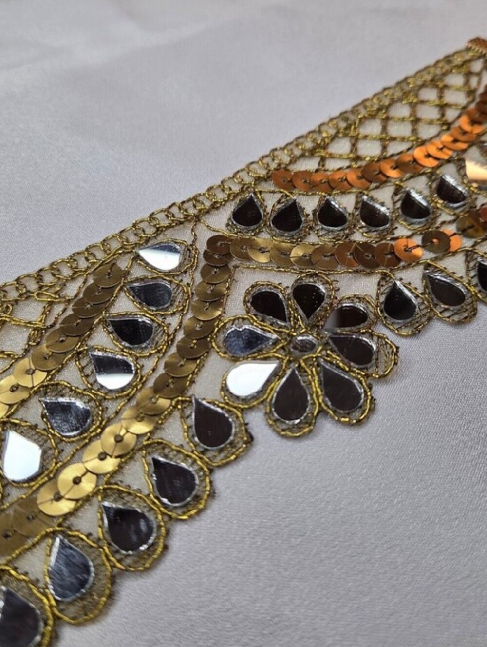 New Gold Mirrored Teardrop Lace Storm Choker Necklace - Picture 6 of 6